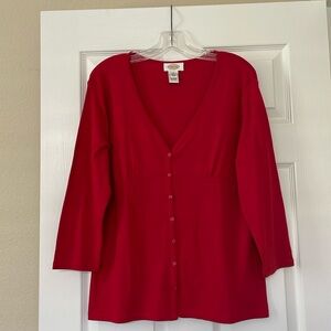 NWOT TALBOTS V- NECK LIGHT WEIGHT 55% PIMA COTTON SUMMER CARDIGAN- SIZE LARGE